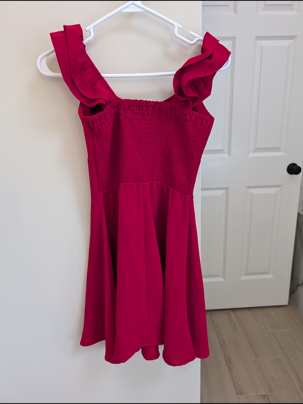 nine britton Raspberry Mini Dress with Ruffled Sleeves - Picture 2 of 4